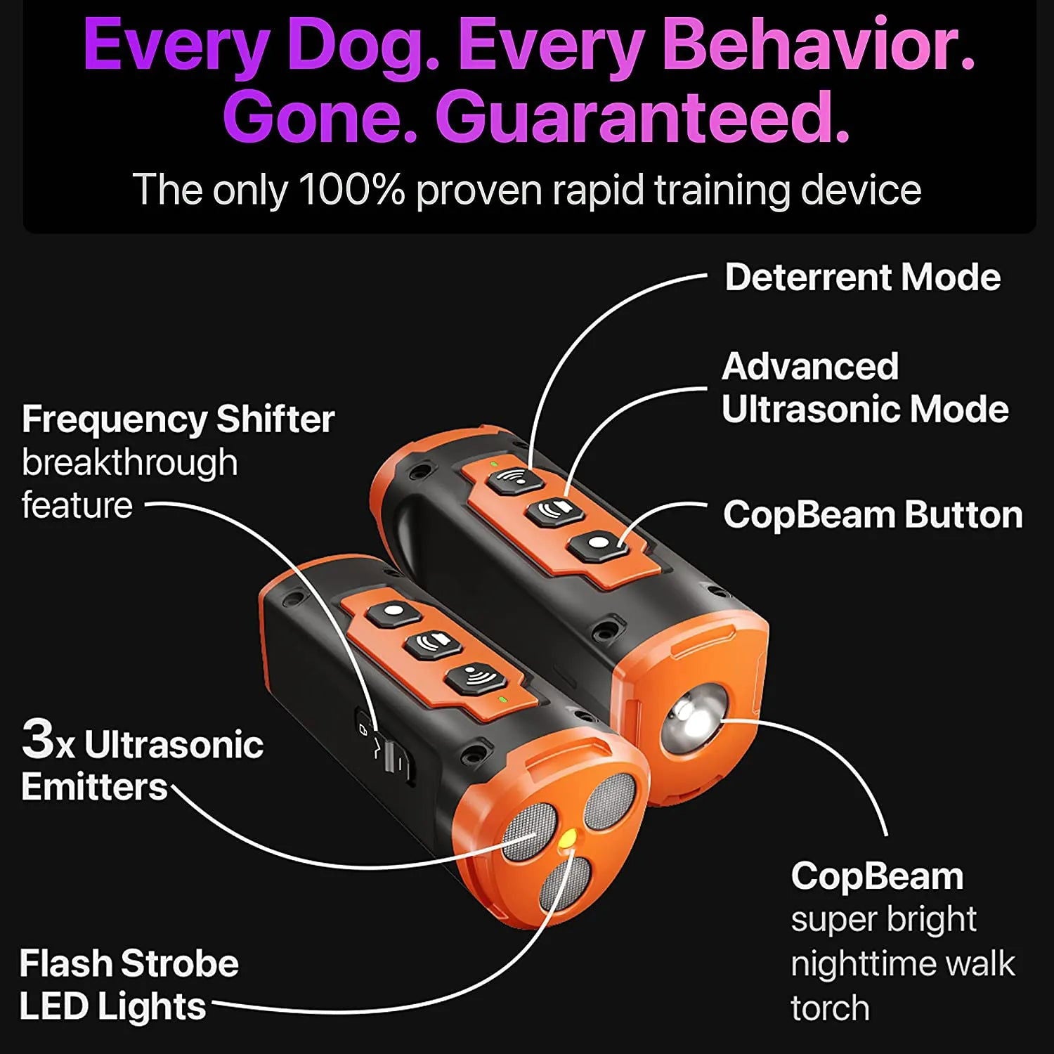 2023 Release Pet Dog Repeller Ultrasonic Dog Training Device Rechargeable Anti Dog Bark Deterrent Device With LED Flashlight - Slobuy