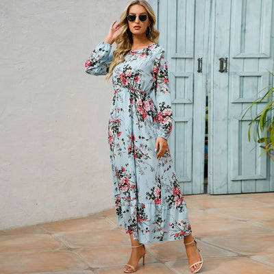 2023 Sping Summer Bohemian Women Maxi Dress Casual Long Sleeve High Waist Beach Woman Chiffon Dresses Floral Vestidoes Mujer New - Slobuy