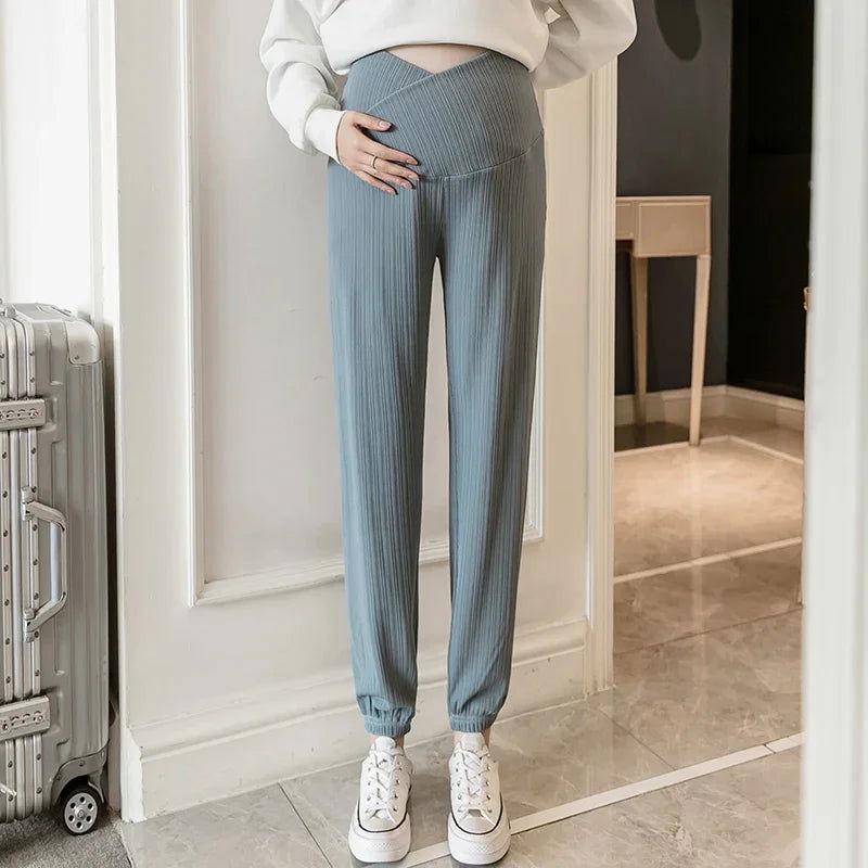 2023 Sports Casual Cotton Maternity Pants Spring Autumn Thin Belly  Clothes for Pregnant Women Preganncy Trousers Clothing - Slobuy