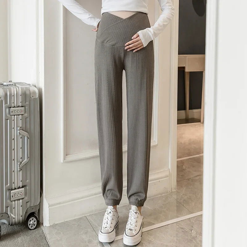 2023 Sports Casual Cotton Maternity Pants Spring Autumn Thin Belly  Clothes for Pregnant Women Preganncy Trousers Clothing - Slobuy