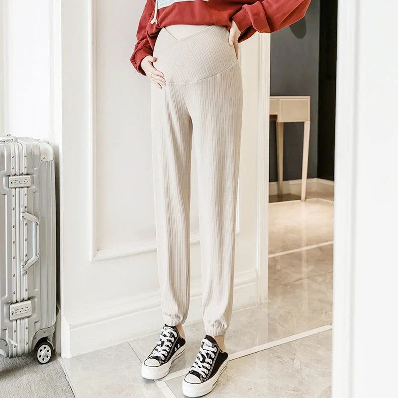 2023 Sports Casual Cotton Maternity Pants Spring Autumn Thin Belly  Clothes for Pregnant Women Preganncy Trousers Clothing - Slobuy