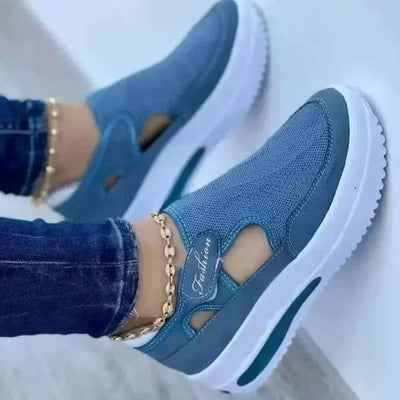 2023 Summer New Breathable Mesh Wedge Casual Sport Shoes Plus Size 43 Non Slip Woman Vulcanize Shoes Platform Women Sneakers - Slobuy