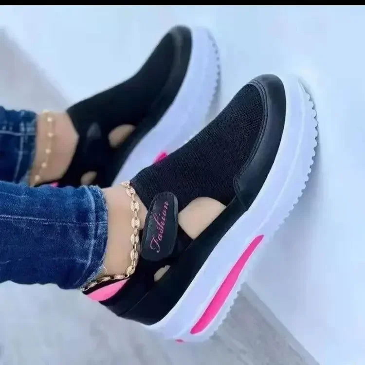 2023 Summer New Breathable Mesh Wedge Casual Sport Shoes Plus Size 43 Non Slip Woman Vulcanize Shoes Platform Women Sneakers - Slobuy