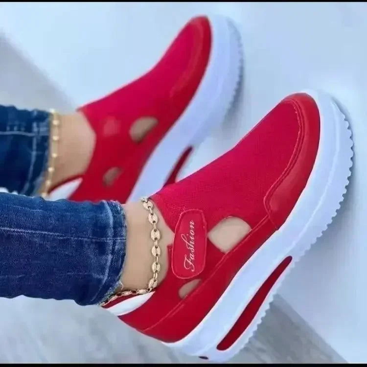 2023 Summer New Breathable Mesh Wedge Casual Sport Shoes Plus Size 43 Non Slip Woman Vulcanize Shoes Platform Women Sneakers - Slobuy