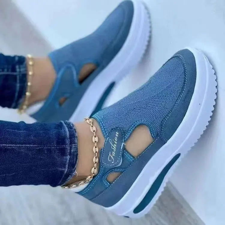 2023 Summer New Breathable Mesh Wedge Casual Sport Shoes Plus Size 43 Non Slip Woman Vulcanize Shoes Platform Women Sneakers - Slobuy