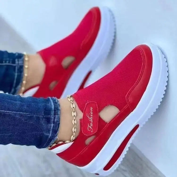 2023 Summer New Breathable Mesh Wedge Casual Sport Shoes Plus Size 43 Non Slip Woman Vulcanize Shoes Platform Women Sneakers - Slobuy