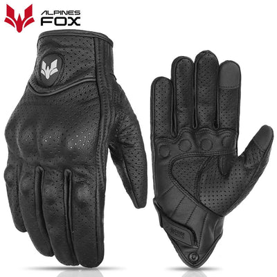 2023 Summer New Vintage Leather Motorcycle Gloves Men Black Wear-resistant Guantes Touchscreen Anti-slip Retro Motobiker Luvas - Slobuy