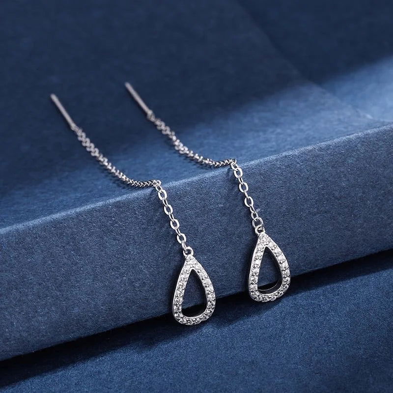 2023 Trendy Long Wire Tassel Thread Chain Climb Star Heart Beads Pendants Drop Earrings Women's Rhinestone  Accessories Jewelry - Slobuy