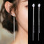 2023 Trendy Long Wire Tassel Thread Chain Climb Star Heart Beads Pendants Drop Earrings Women's Rhinestone  Accessories Jewelry - Slobuy