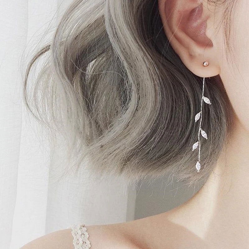 2023 Trendy Long Wire Tassel Thread Chain Climb Star Heart Beads Pendants Drop Earrings Women's Rhinestone  Accessories Jewelry - Slobuy