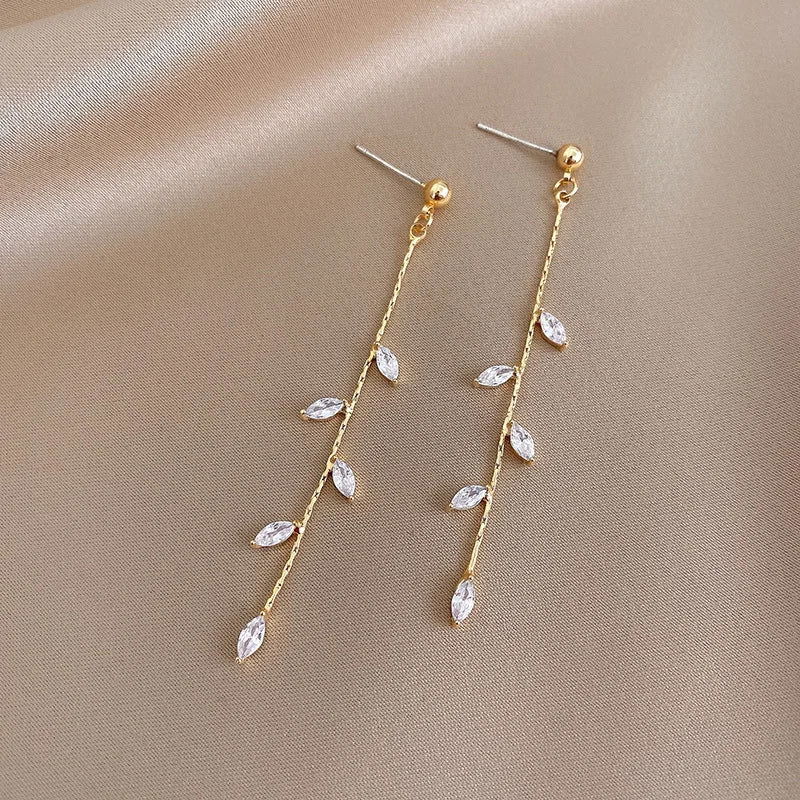 2023 Trendy Long Wire Tassel Thread Chain Climb Star Heart Beads Pendants Drop Earrings Women's Rhinestone  Accessories Jewelry - Slobuy