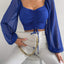 2023 Woman’s Tops Puff Sleeve Sexy Close-Fitting Summer and Spring Lace up V-neck Fashion Solid Color Simple Long Sleeve Hot - Slobuy