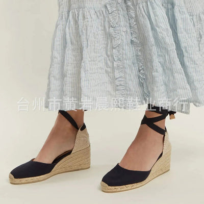 2023 Women's Espadrille Ankle Strap Sandals Comfortable Slippers Ladies Womens Casual Shoes Breathable Flax Hemp Canvas Pumps - Slobuy