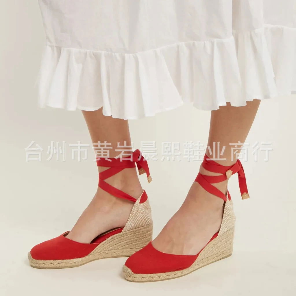 2023 Women's Espadrille Ankle Strap Sandals Comfortable Slippers Ladies Womens Casual Shoes Breathable Flax Hemp Canvas Pumps - Slobuy
