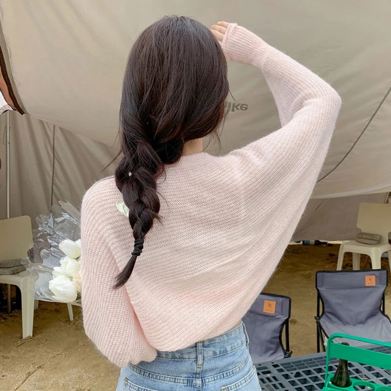 2023 Women's Open Front Bolero Shrug Long Sleeve Solid Color Sun Protection Knit Cropped Cardigan - Slobuy