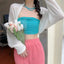 2023 Women's Open Front Bolero Shrug Long Sleeve Solid Color Sun Protection Knit Cropped Cardigan - Slobuy