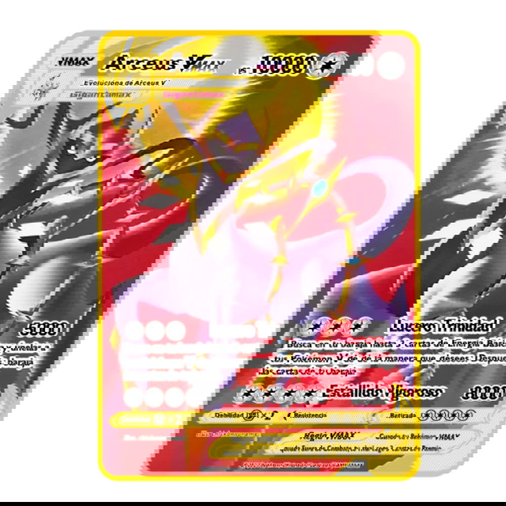 2023 new 10000 Arceus Vmax Gx gold pocket monster card Spanish iron metal Pokmo Letters children's gift game collection card - Slobuy