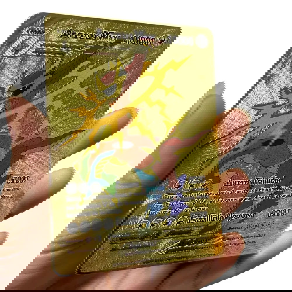 2023 new 10000 Arceus Vmax Gx gold pocket monster card Spanish iron metal Pokmo Letters children's gift game collection card - Slobuy