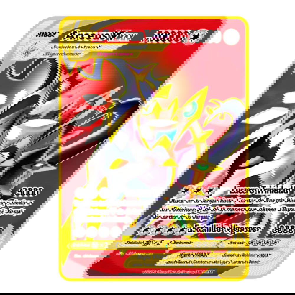 2023 new 10000 Arceus Vmax Gx gold pocket monster card Spanish iron metal Pokmo Letters children's gift game collection card - Slobuy