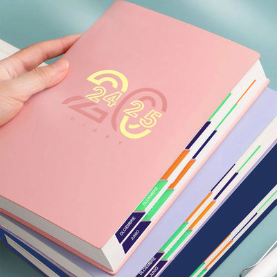 2024-2025 Planner Notebook Monthly Calendar - Jul. 2024 - Jun. 2025 Diary Schedule Soft Leather Paper Office School Stationery - Slobuy