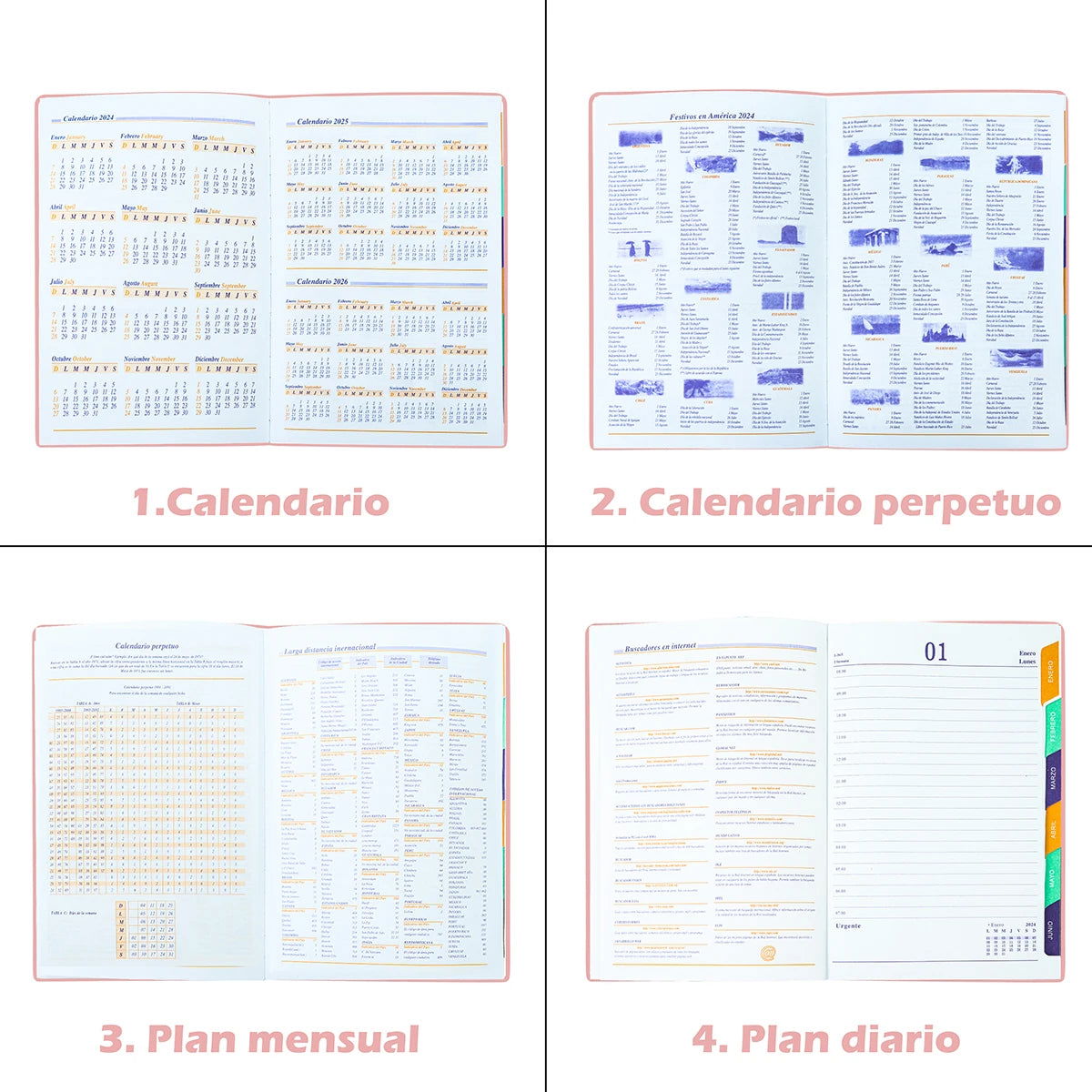 2024-2025 Planner Notebook Monthly Calendar - Jul. 2024 - Jun. 2025 Diary Schedule Soft Leather Paper Office School Stationery - Slobuy