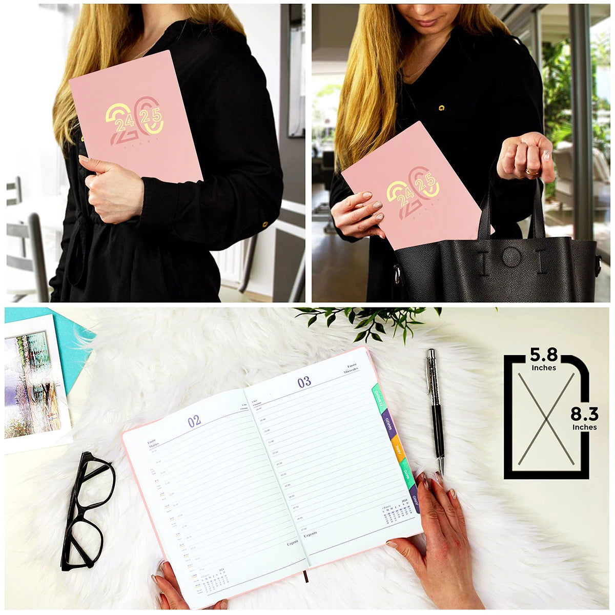 2024-2025 Planner Notebook Monthly Calendar - Jul. 2024 - Jun. 2025 Diary Schedule Soft Leather Paper Office School Stationery - Slobuy