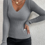 2024 Autumn Winter Women Solid Rib Knit V Neck Stripe Pull Sweater Femme Y2k Long Sleeve Pullover Jersey Tops Fashion Clothes - Slobuy