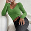 2024 Autumn Winter Women Solid Rib Knit V Neck Stripe Pull Sweater Femme Y2k Long Sleeve Pullover Jersey Tops Fashion Clothes - Slobuy