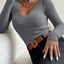 2024 Autumn Winter Women Solid Rib Knit V Neck Stripe Pull Sweater Femme Y2k Long Sleeve Pullover Jersey Tops Fashion Clothes - Slobuy