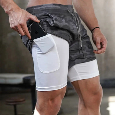 2024 Camo Running Shorts Men 2 In 1 Double-deck Quick Dry GYM Sport Shorts Fitness Jogging Workout Shorts Men Sports Short Pants - Slobuy