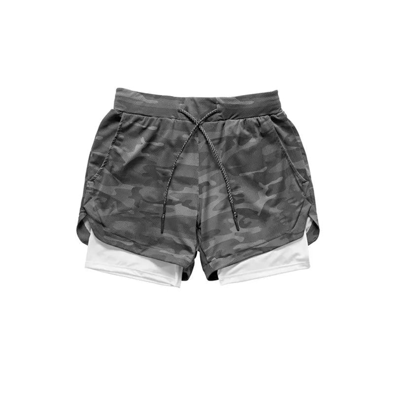 2024 Camo Running Shorts Men 2 In 1 Double-deck Quick Dry GYM Sport Shorts Fitness Jogging Workout Shorts Men Sports Short Pants - Slobuy