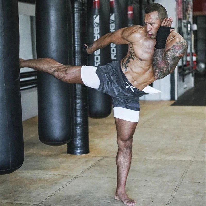 2024 Camo Running Shorts Men 2 In 1 Double-deck Quick Dry GYM Sport Shorts Fitness Jogging Workout Shorts Men Sports Short Pants - Slobuy