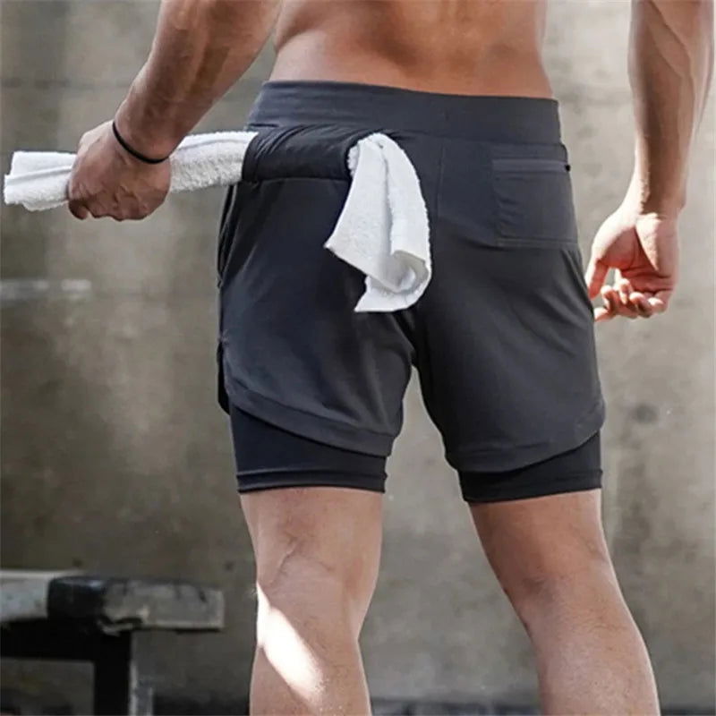 2024 Camo Running Shorts Men 2 In 1 Double-deck Quick Dry GYM Sport Shorts Fitness Jogging Workout Shorts Men Sports Short Pants - Slobuy