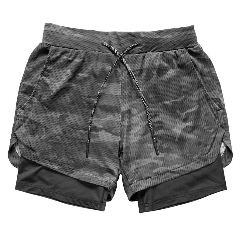 2024 Camo Running Shorts Men 2 In 1 Double-deck Quick Dry GYM Sport Shorts Fitness Jogging Workout Shorts Men Sports Short Pants - Slobuy
