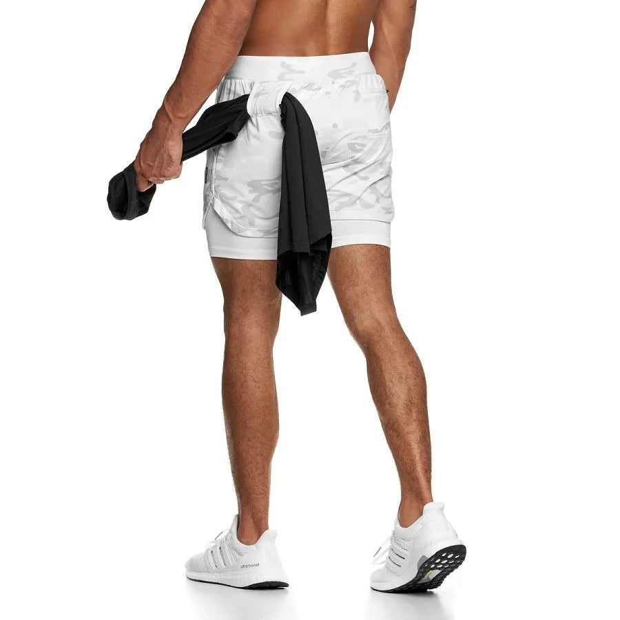 2024 Camo Running Shorts Men 2 In 1 Double-deck Quick Dry GYM Sport Shorts Fitness Jogging Workout Shorts Men Sports Short Pants - Slobuy