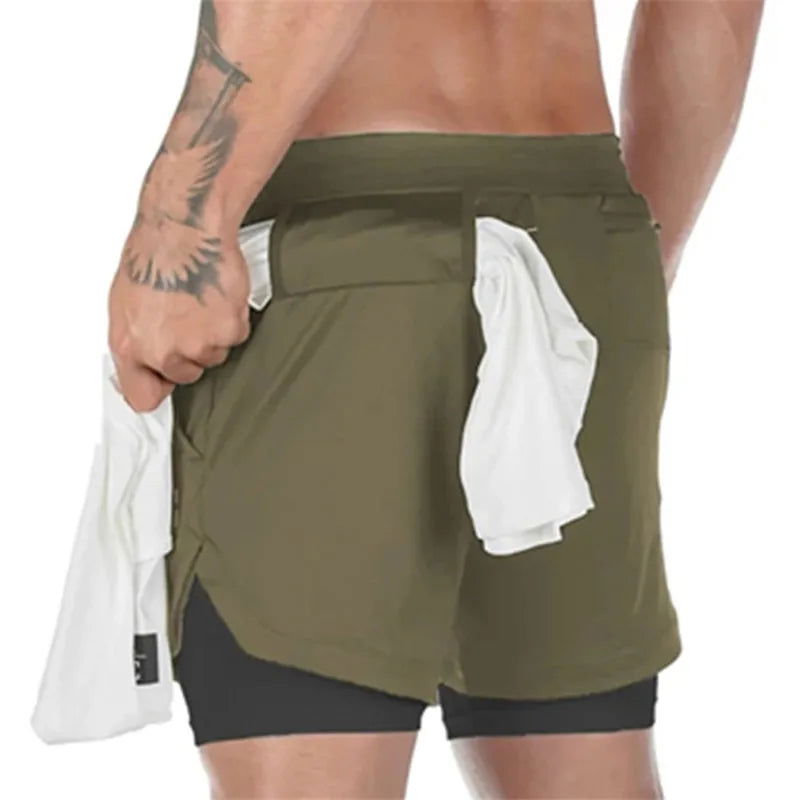 2024 Camo Running Shorts Men 2 In 1 Double-deck Quick Dry GYM Sport Shorts Fitness Jogging Workout Shorts Men Sports Short Pants - Slobuy