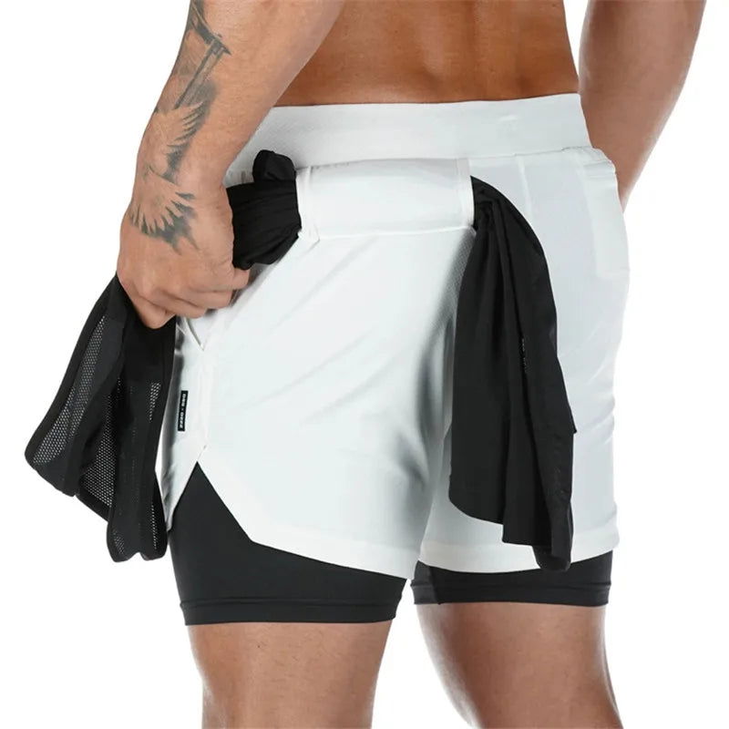 2024 Camo Running Shorts Men 2 In 1 Double-deck Quick Dry GYM Sport Shorts Fitness Jogging Workout Shorts Men Sports Short Pants - Slobuy