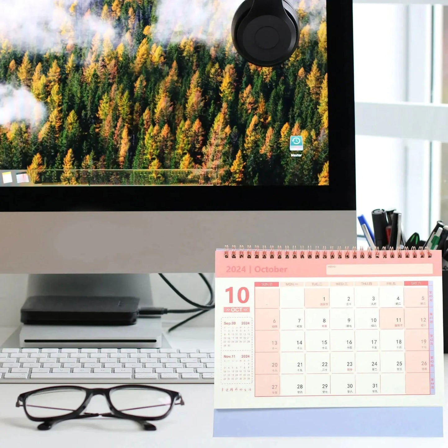 2024 Desk Calendar Decorative Office Standing Paper Home Accessories Delicate Mini Student Decore - Slobuy