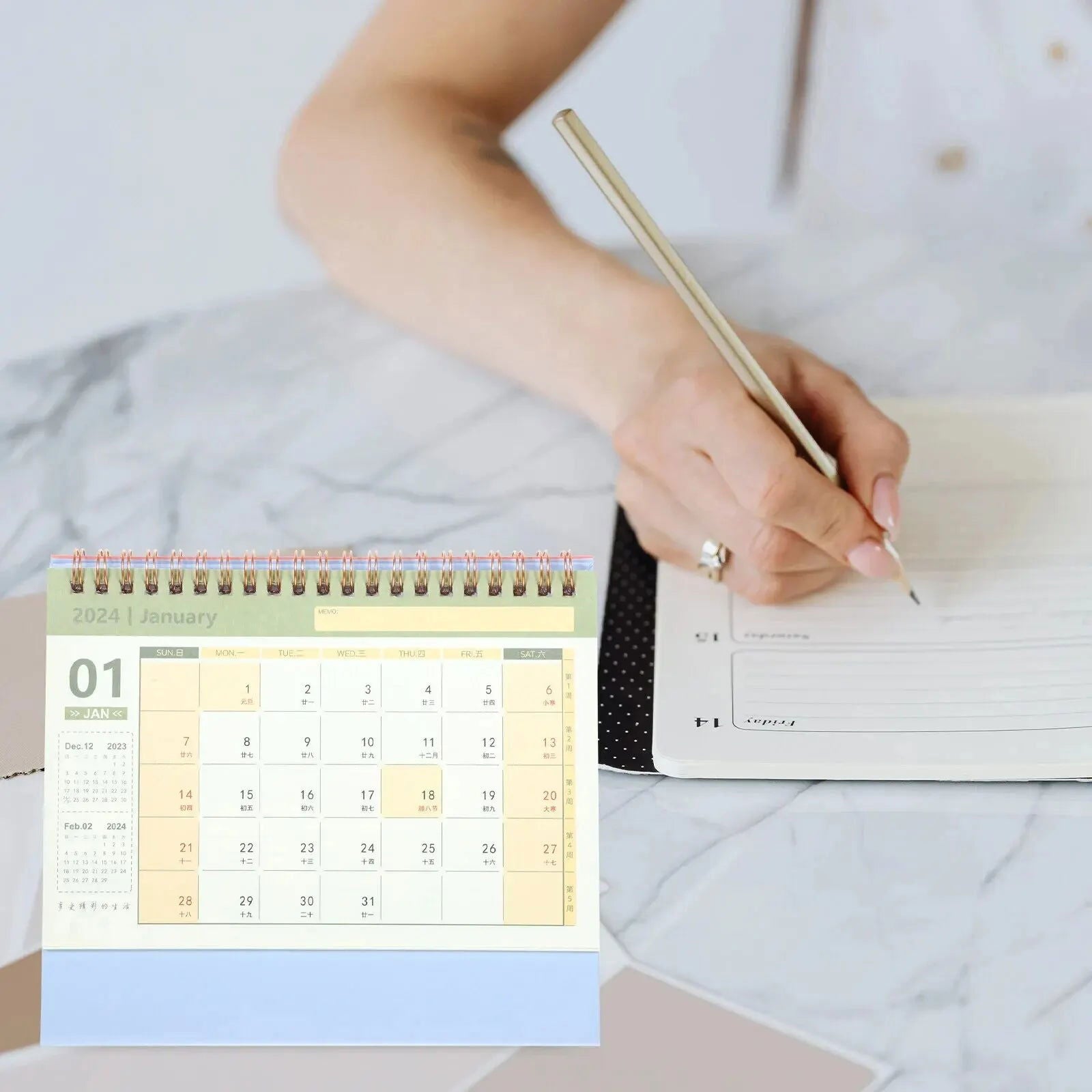 2024 Desk Calendar Decorative Office Standing Paper Home Accessories Delicate Mini Student Decore - Slobuy