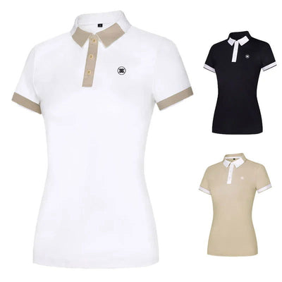 2024 Golf shirt Women Short-sleeved Lapel Polo Shirt Elastic Breathable Tennis Clothing ladies High-Quality T-Shirt golf wear - Slobuy