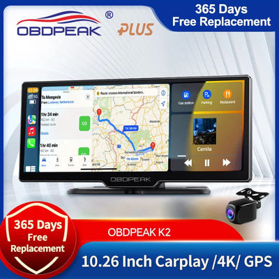 2024 K2 10.26" Dash Cam 4K 2160P Rearview Camera Carplay & Android Auto GPS Navigation with Voice Control Car DVR BT FM Monitor - Slobuy