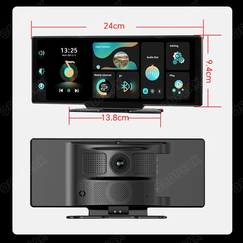2024 K2 10.26" Dash Cam 4K 2160P Rearview Camera Carplay & Android Auto GPS Navigation with Voice Control Car DVR BT FM Monitor - Slobuy