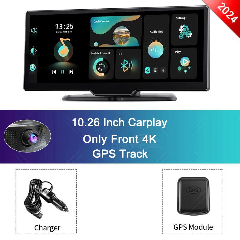 2024 K2 10.26" Dash Cam 4K 2160P Rearview Camera Carplay & Android Auto GPS Navigation with Voice Control Car DVR BT FM Monitor - Slobuy