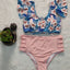 2024 Luxury Floral Ruffle High Waist Two Pieces Bikini Sets Beachwear Swimwear Biquinis - Slobuy