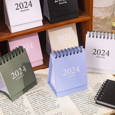 2024 Mini Table Desk calendar Morandi table calendar desktop decoration creative coil calendar plan - Slobuy