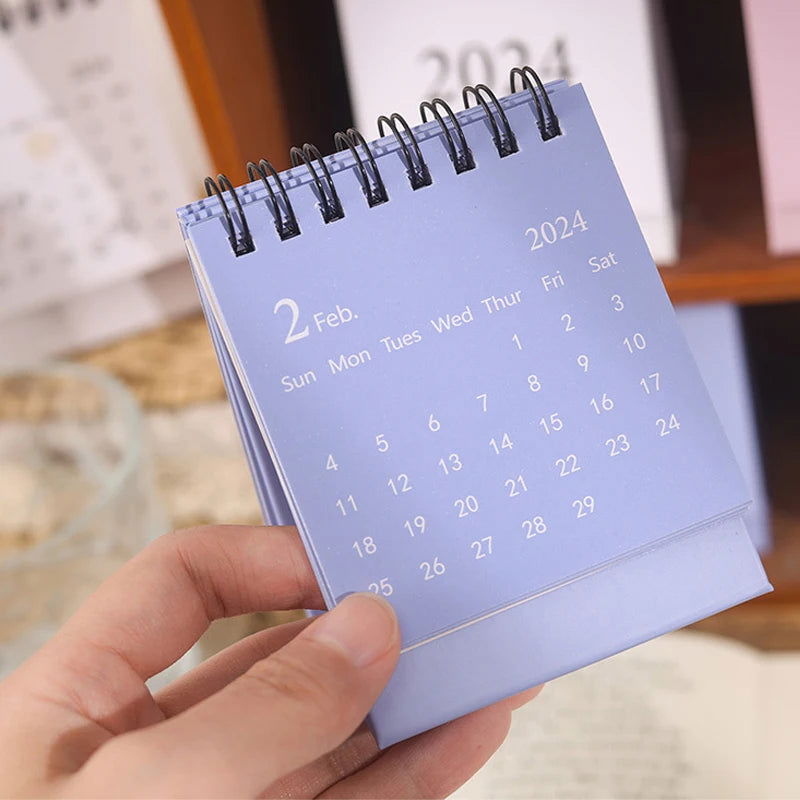 2024 Mini Table Desk calendar Morandi table calendar desktop decoration creative coil calendar plan - Slobuy