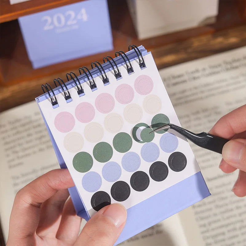 2024 Mini Table Desk calendar Morandi table calendar desktop decoration creative coil calendar plan - Slobuy