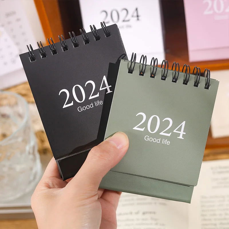 2024 Mini Table Desk calendar Morandi table calendar desktop decoration creative coil calendar plan - Slobuy