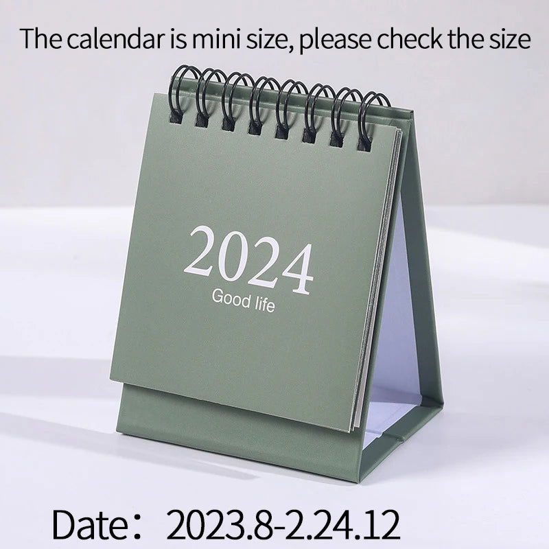 2024 Mini Table Desk calendar Morandi table calendar desktop decoration creative coil calendar plan - Slobuy