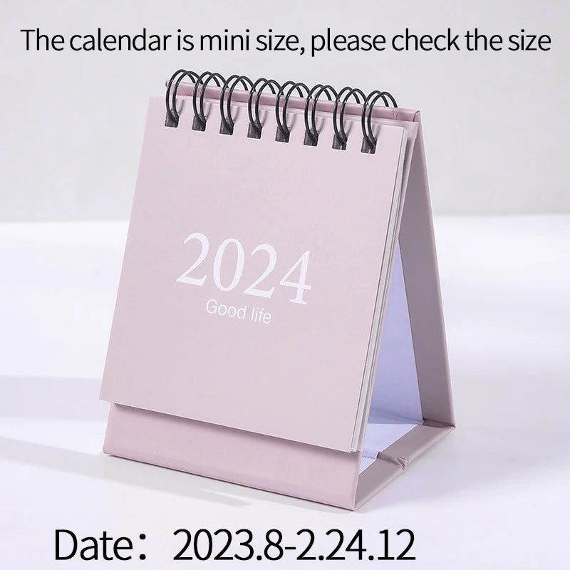 2024 Mini Table Desk calendar Morandi table calendar desktop decoration creative coil calendar plan - Slobuy